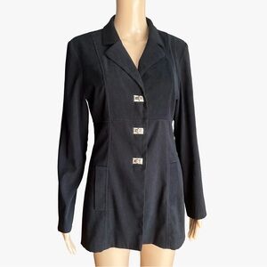 Vintage Jessica Black Blazer | Made in Canada | Silver Turn-Lock | M (10)
